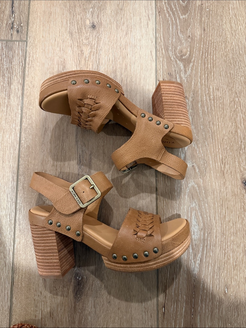 Kork-Ease Pasilla Brown Leather Heeled Sandals